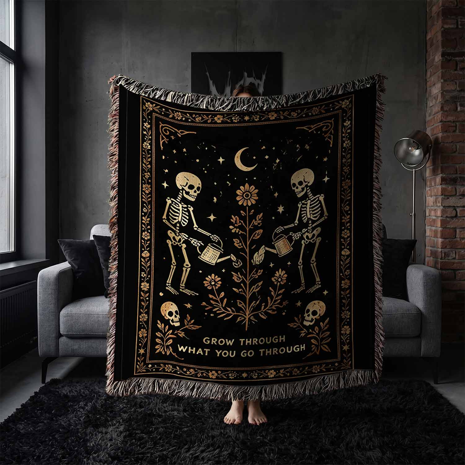 Grow Through What You Go Through Woven Throw Blanket