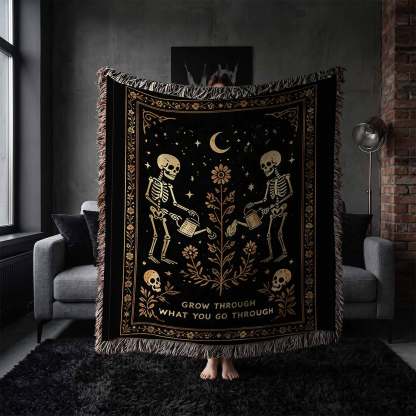 Grow Through What You Go Through Woven Throw Blanket
