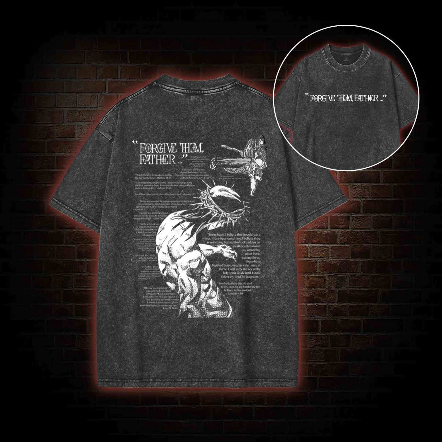 Forgive Them Father Back Print Washed T-shirt