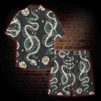 Flowers and Snake Skeleton Lightweight Hawaiian Shirt