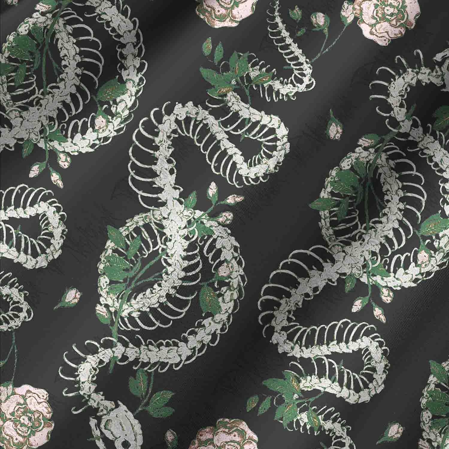 Flowers and Snake Skeleton Lightweight Hawaiian Shirt