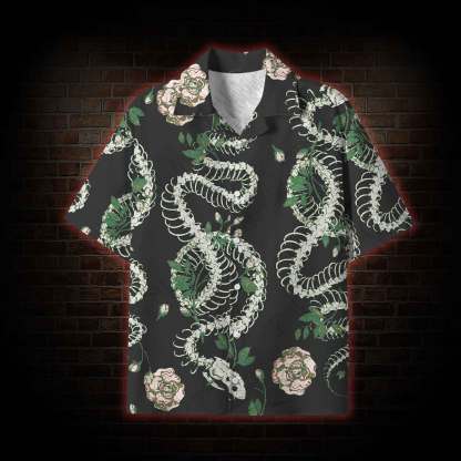 Flowers and Snake Skeleton Lightweight Hawaiian Shirt