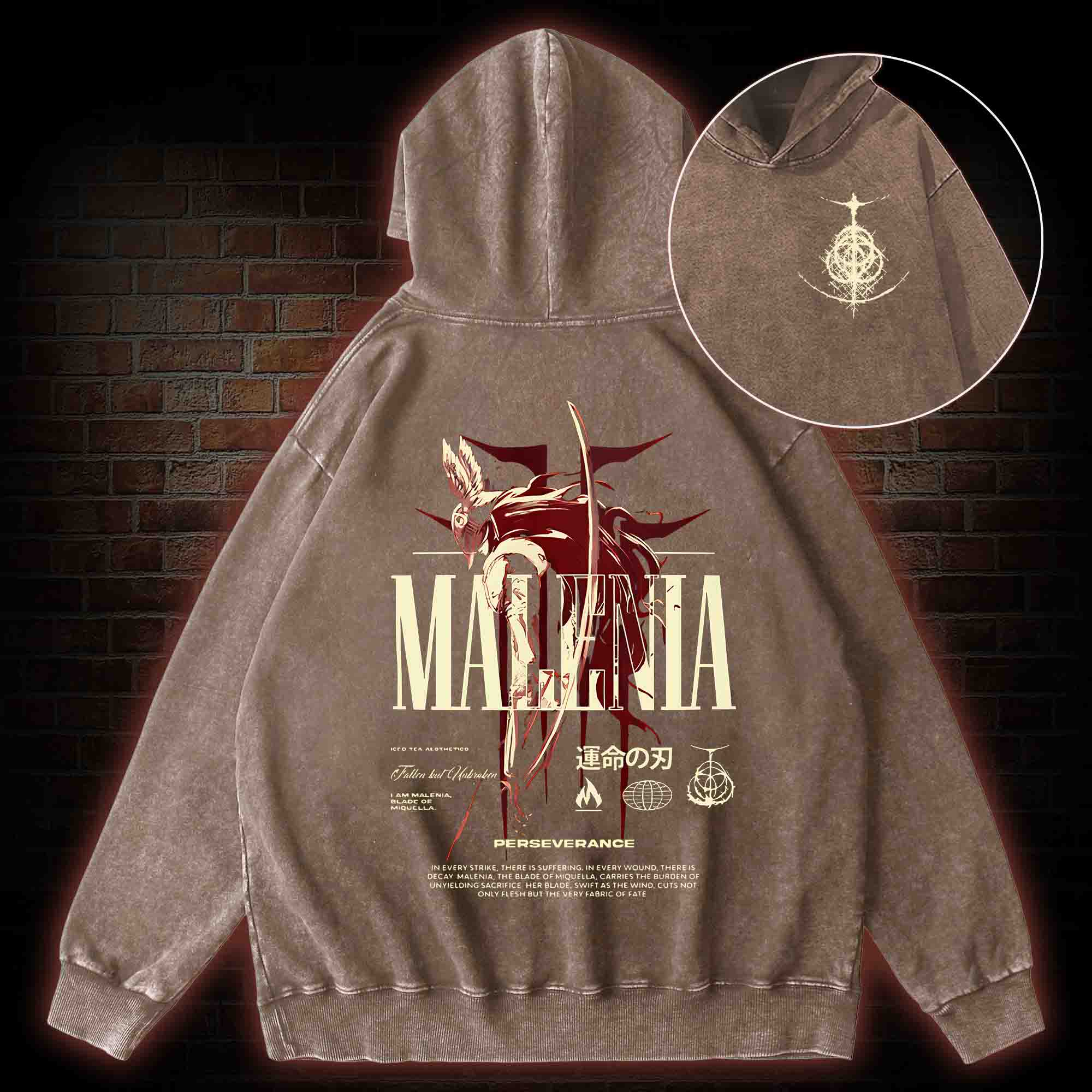 Cursed Goddess Back Print Washed Hoodie