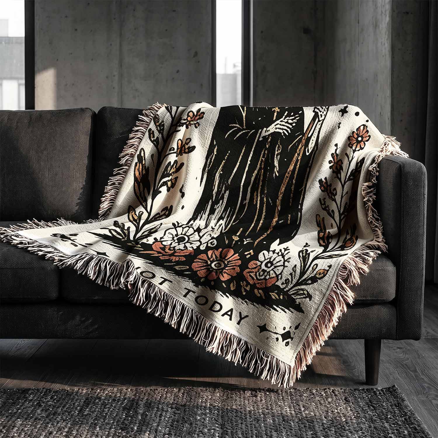 Not Today Woven Throw Blanket