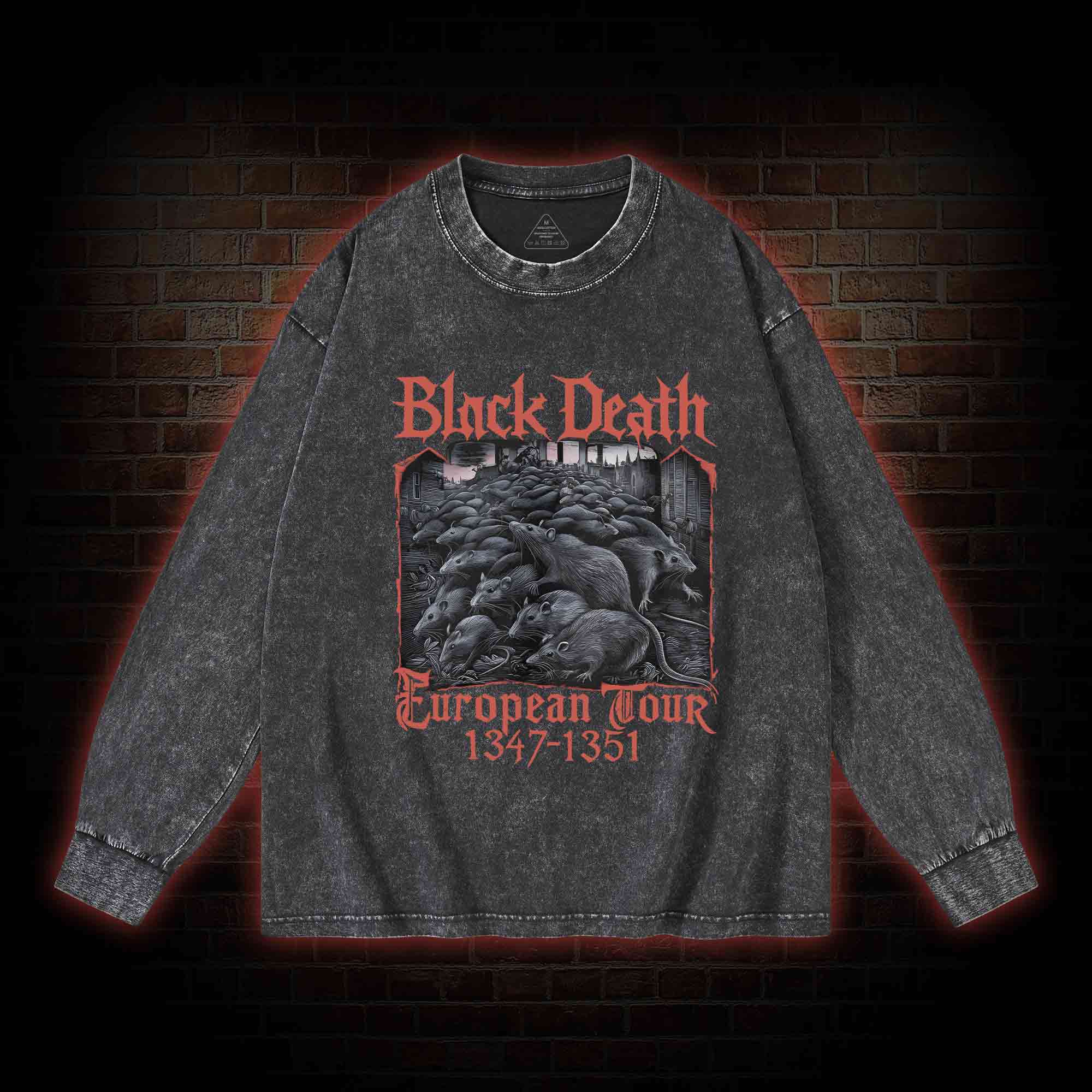 Vintage Black Death European Tour Washed Long-Sleeve T-shirt
