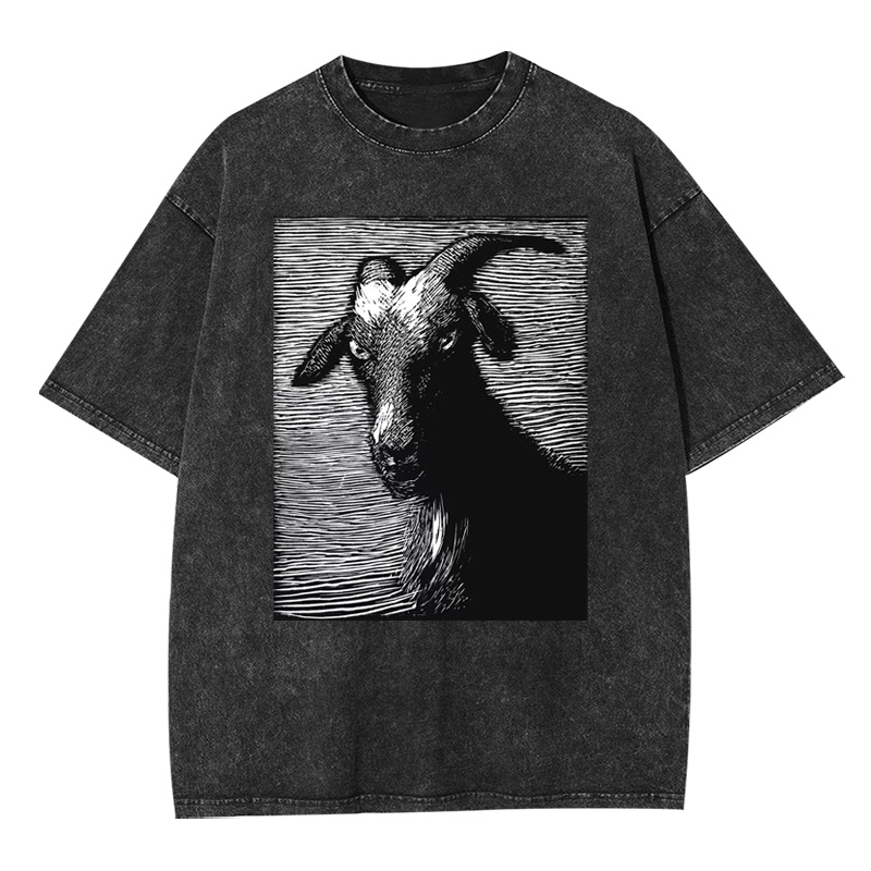 Satanic goat Washed T-shirt