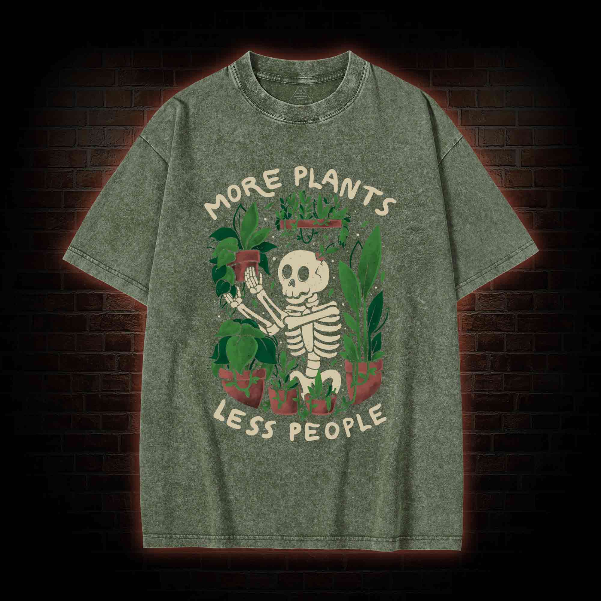 More Plants Less People Washed T-shirt