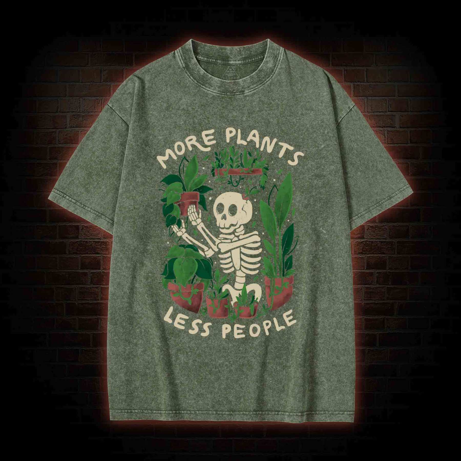 More Plants Less People Washed T-shirt