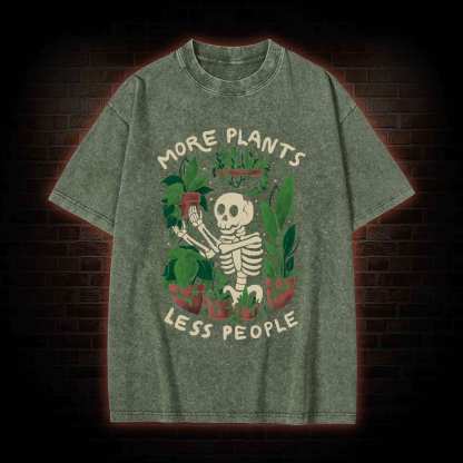 More Plants Less People Washed T-shirt