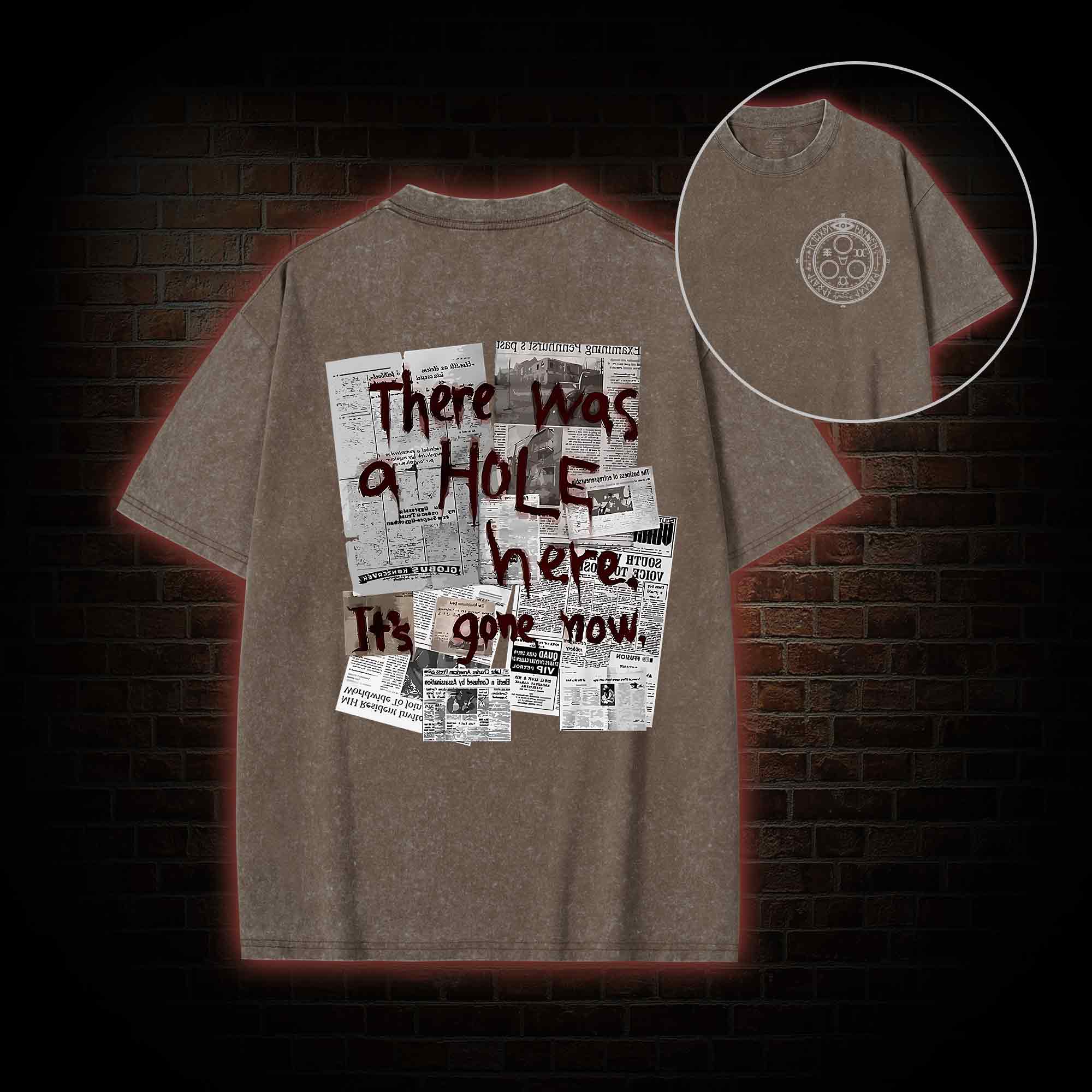 There Was a Hole Back Print Washed T-shirt
