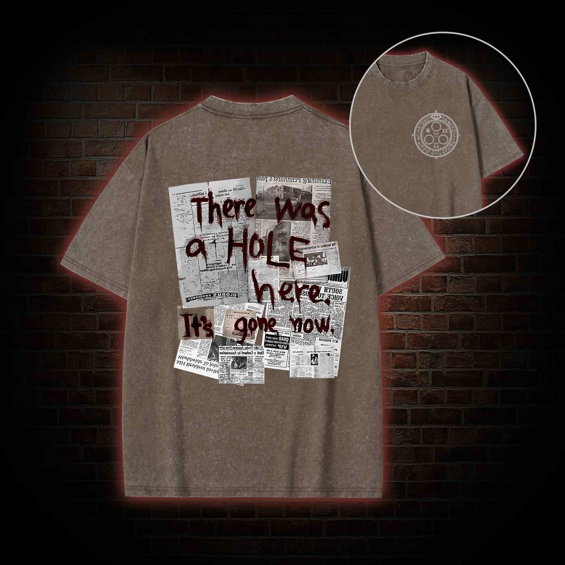 There Was a Hole Back Print Washed T-shirt