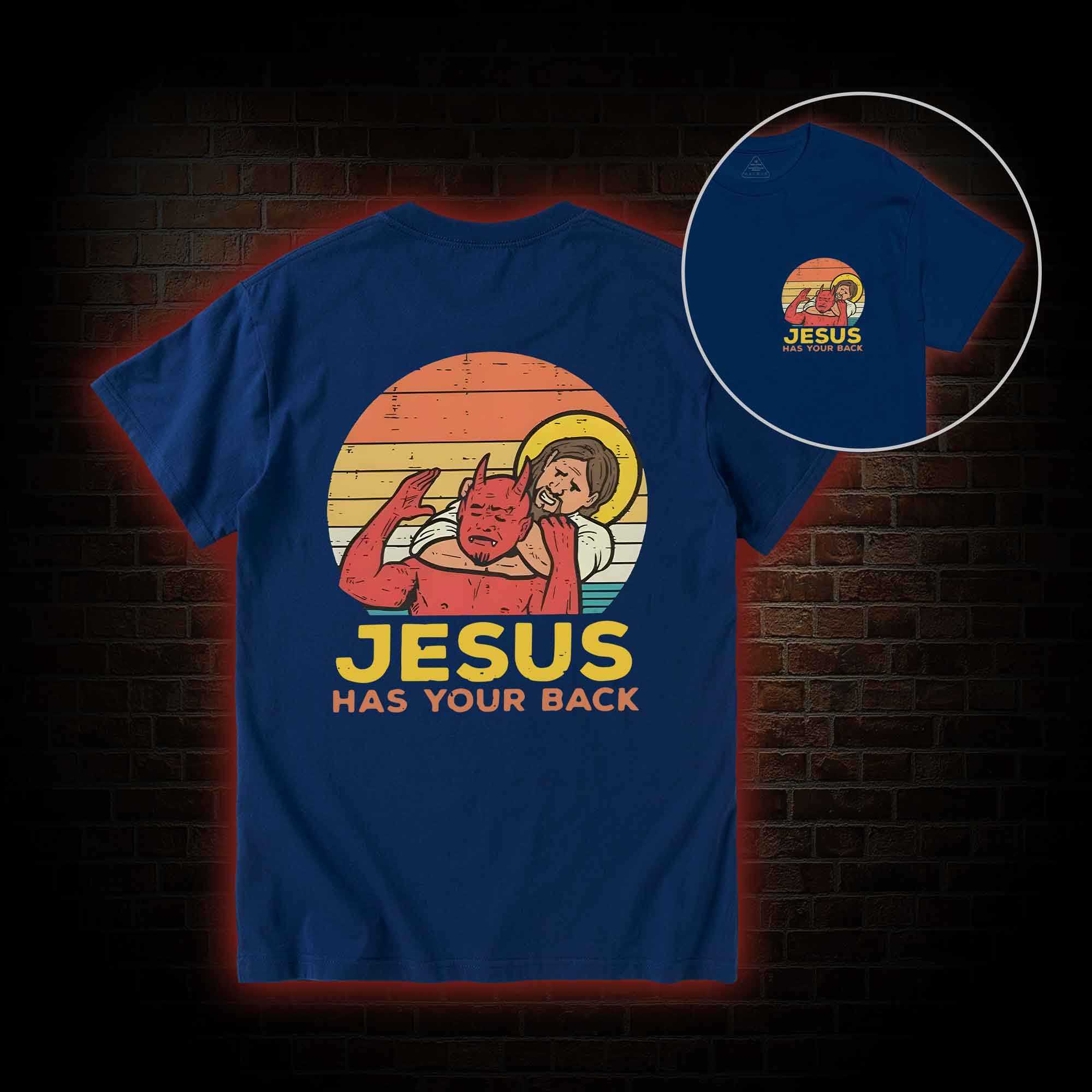 Jesus Has Your Back Back Print T-Shirt