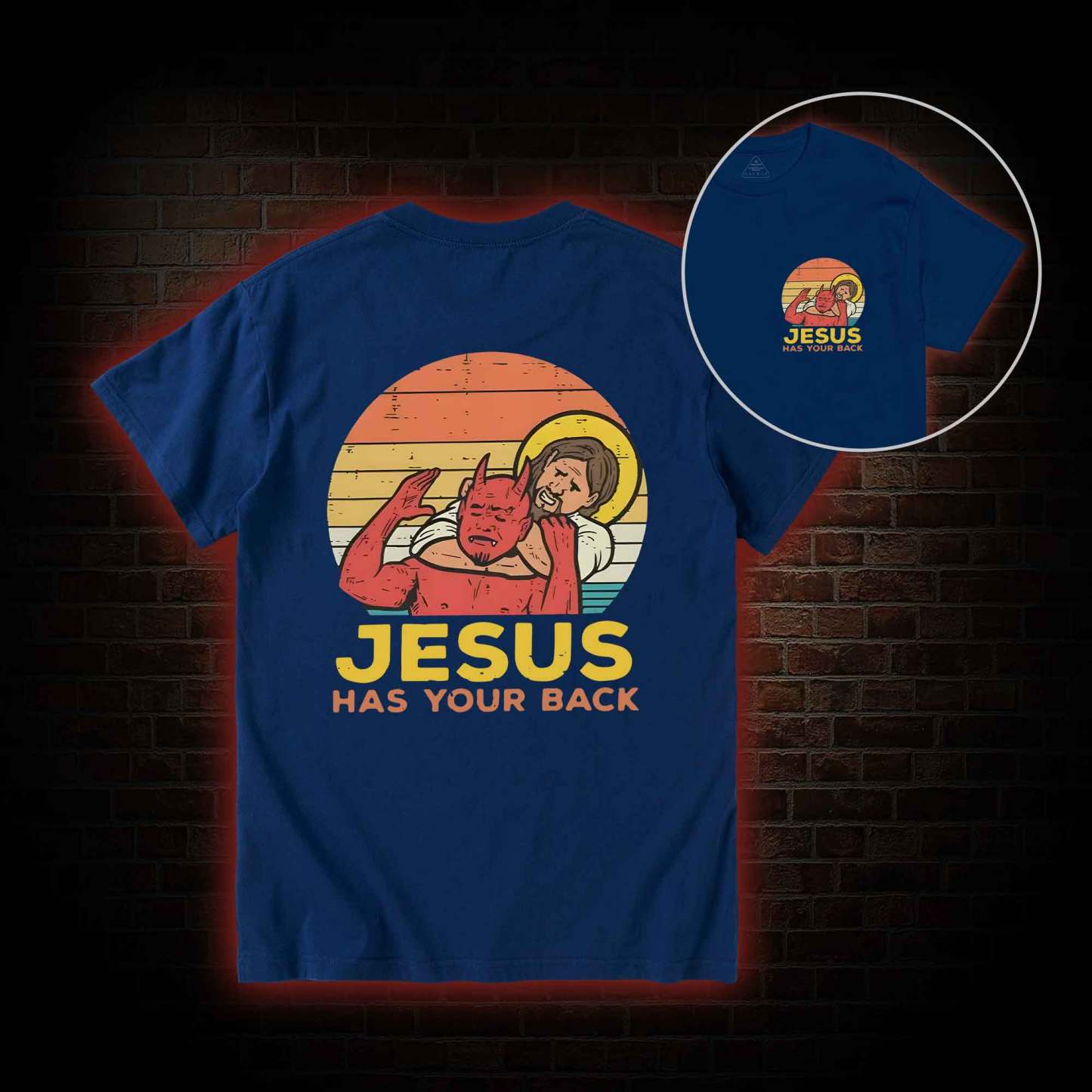 Jesus Has Your Back Back Print T-Shirt