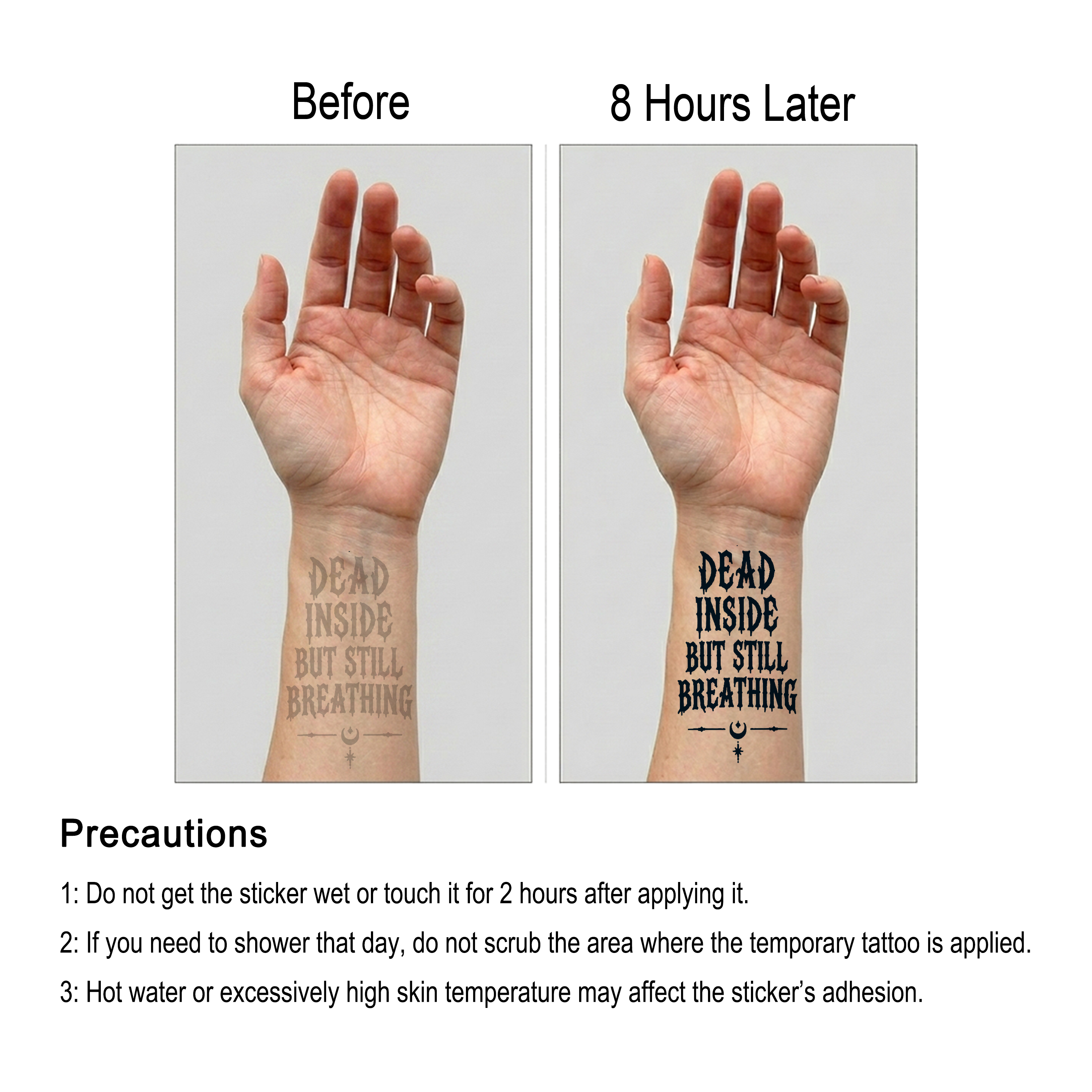 Dead Inside But Still Breathing Temporary Tattoo