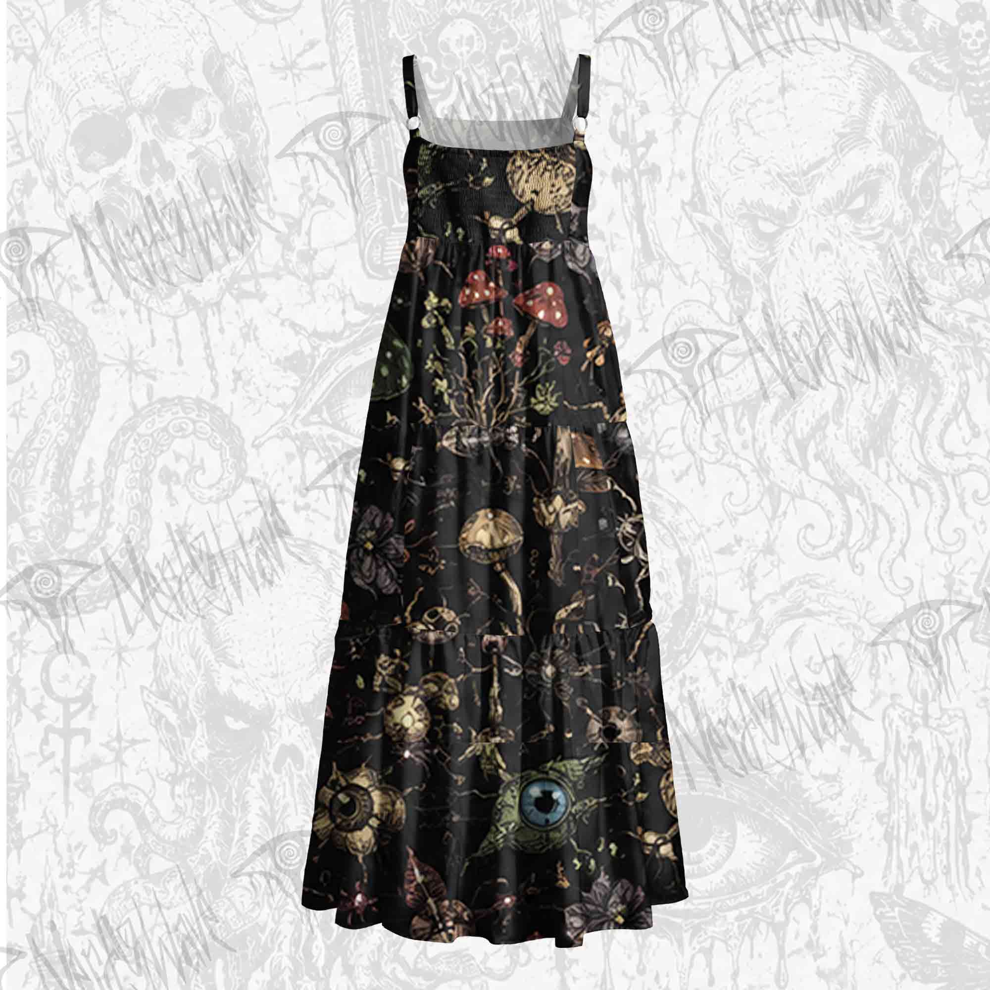 Gothic Undergrowth Wide Straps Maxi Dress