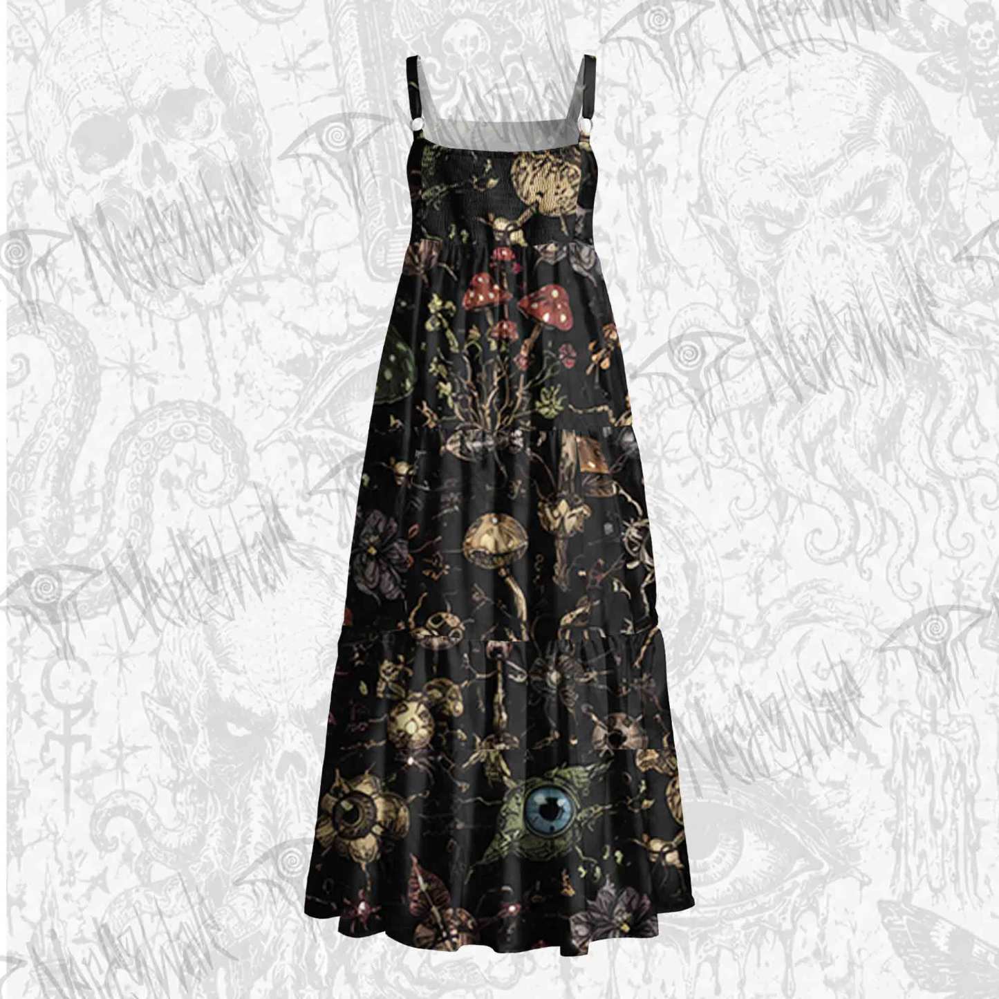 Gothic Undergrowth Wide Straps Maxi Dress