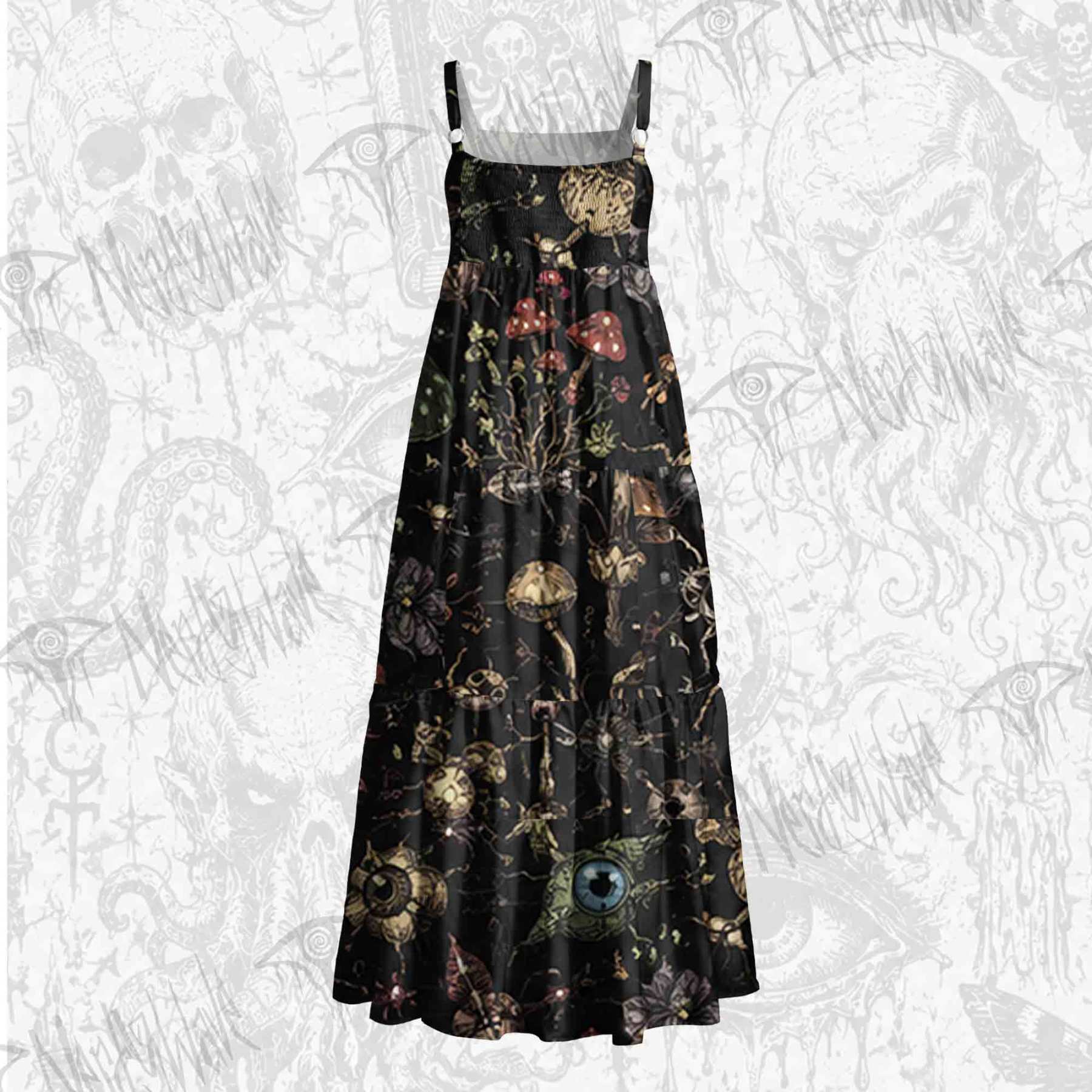 Gothic Undergrowth Wide Straps Maxi Dress