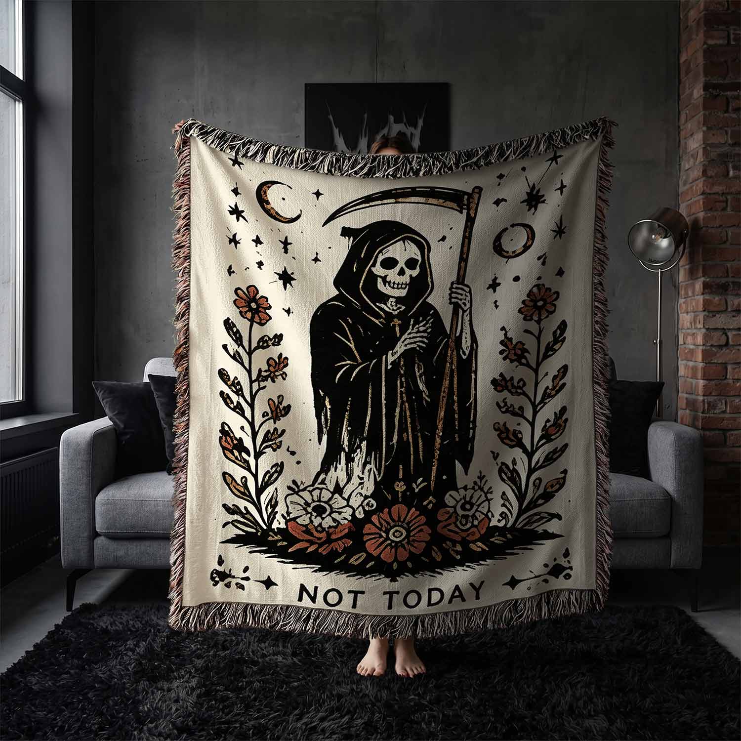 Not Today Woven Throw Blanket