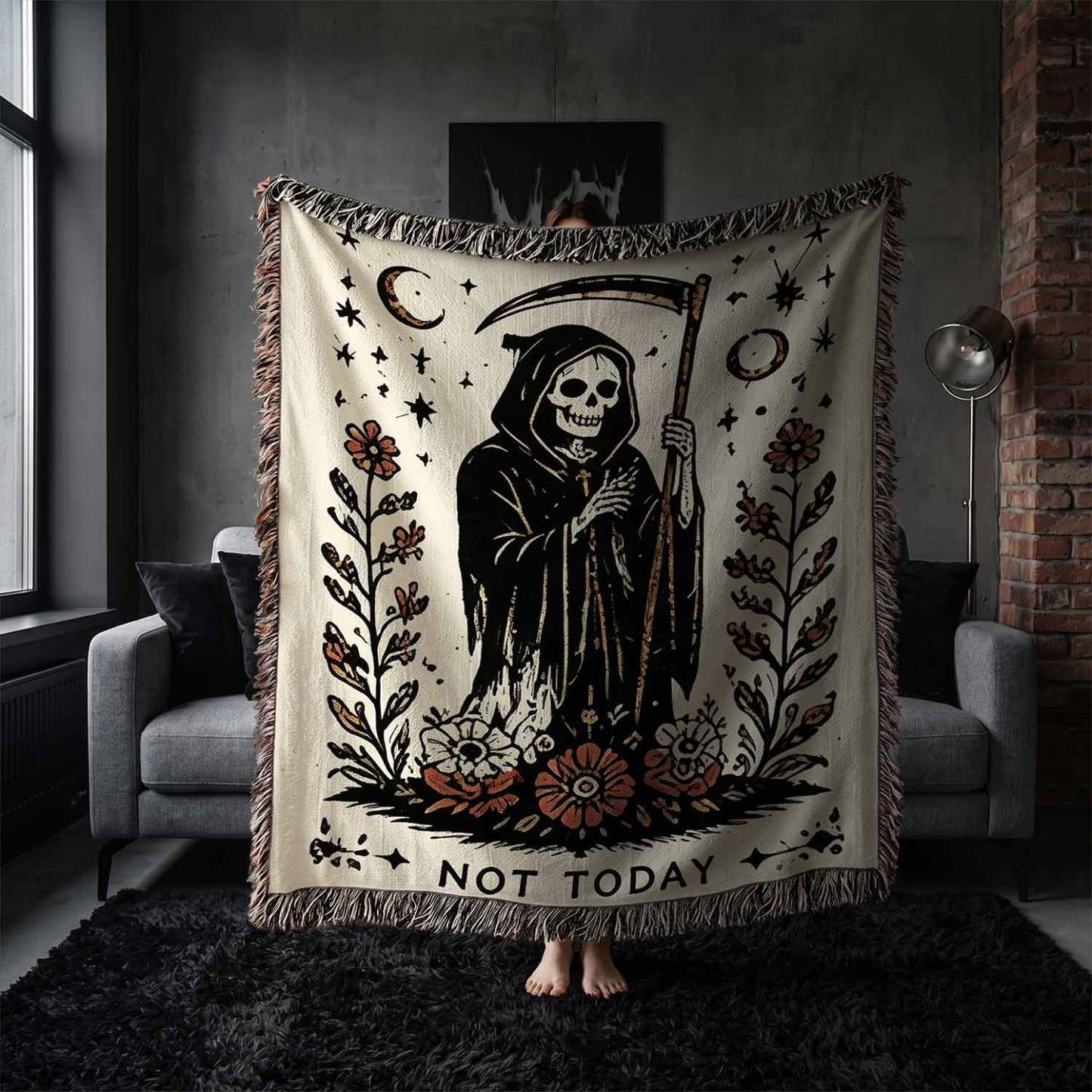 Not Today Woven Throw Blanket
