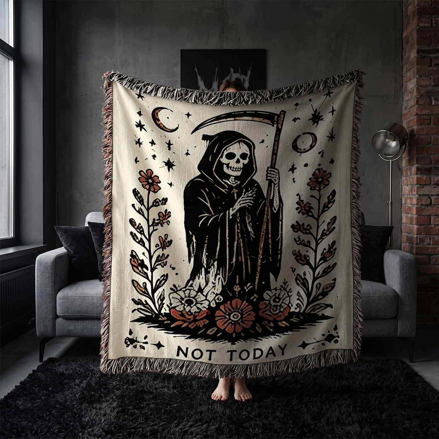 Not Today Woven Throw Blanket