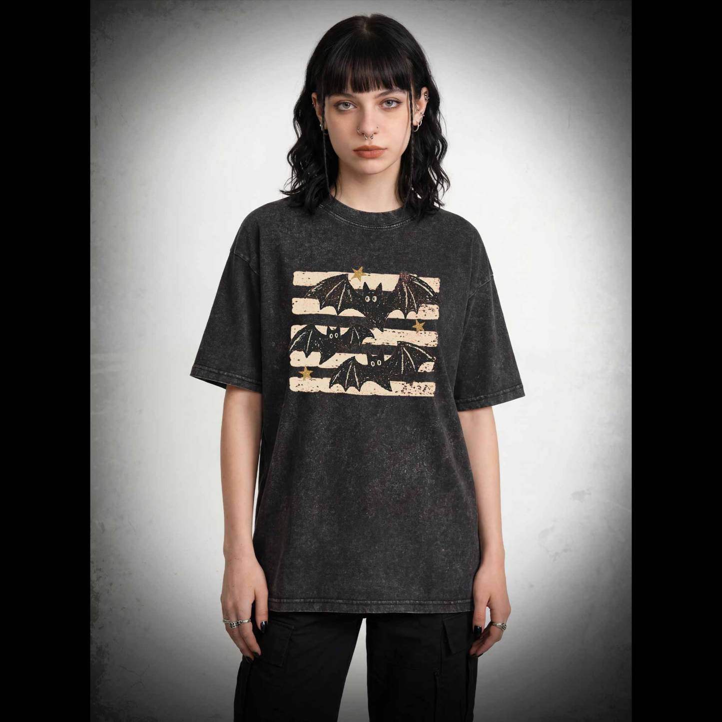 Vintage Bat Halloween Washed T-shirt