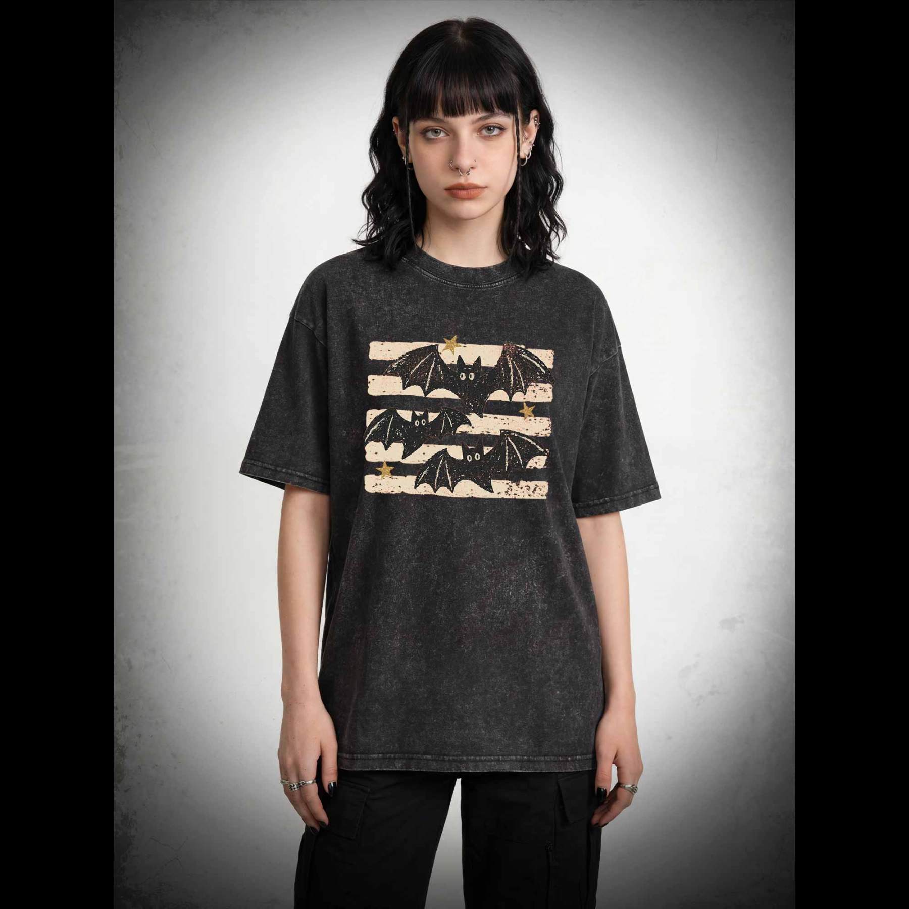 Vintage Bat Halloween Washed T-shirt