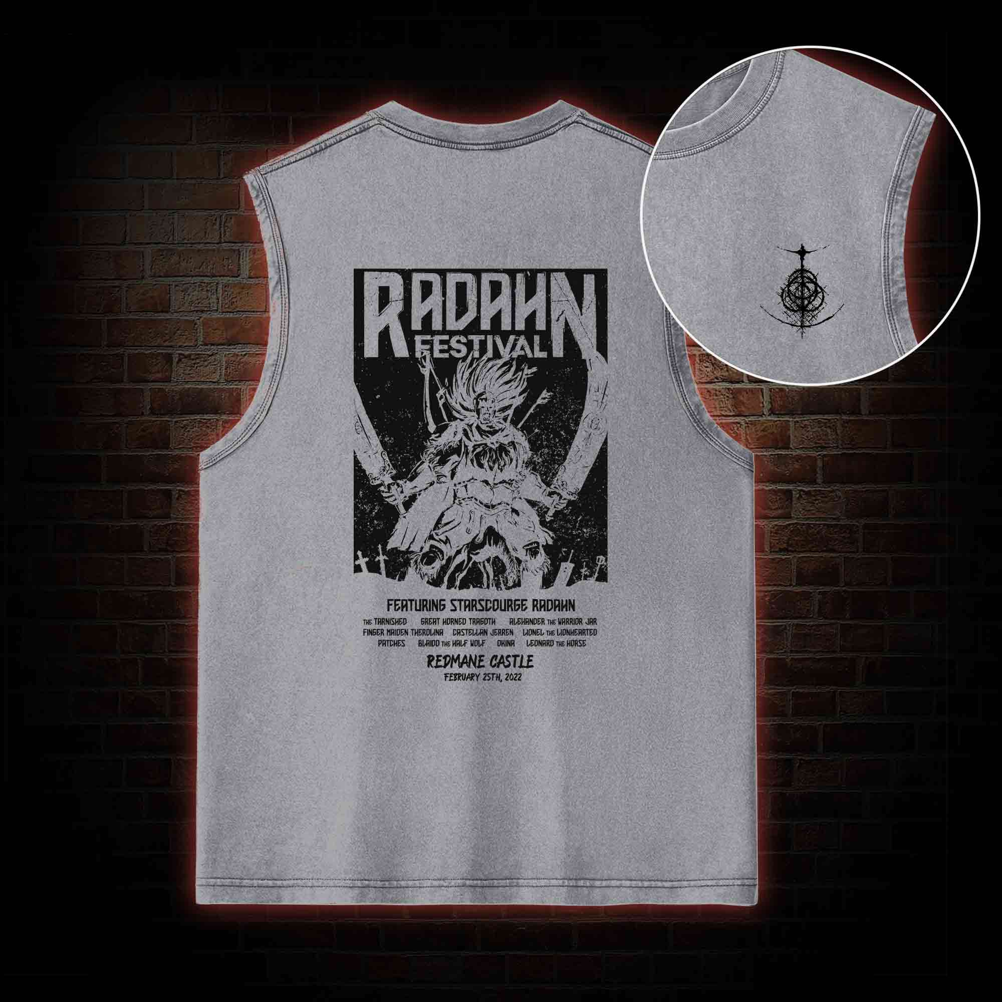 Battle Festival Back Print Washed Tank Top