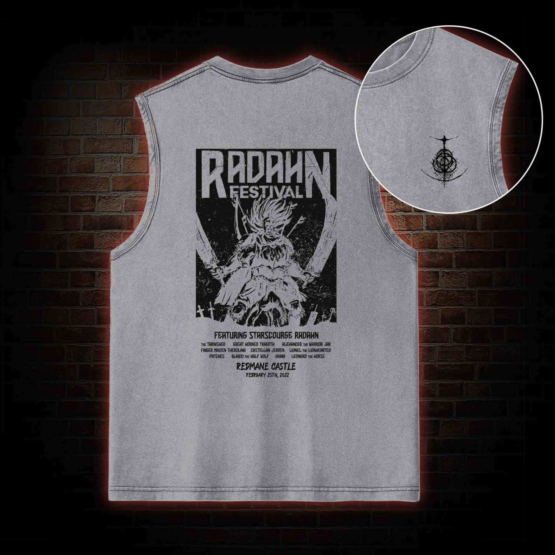 Battle Festival Back Print Washed Tank Top