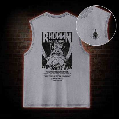 Battle Festival Back Print Washed Tank Top