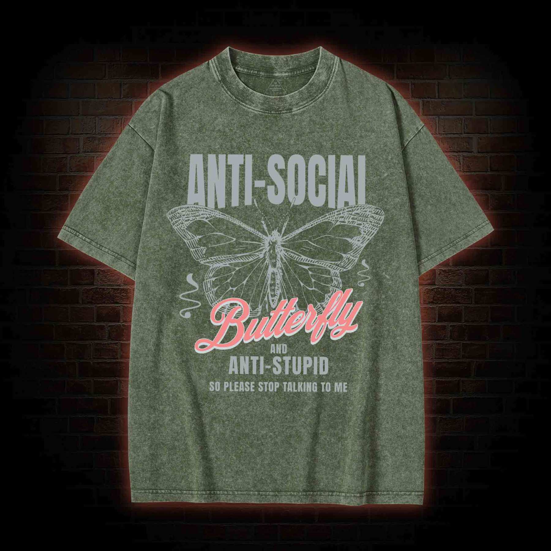 Anti-Social Butterfly Washed T-shirt