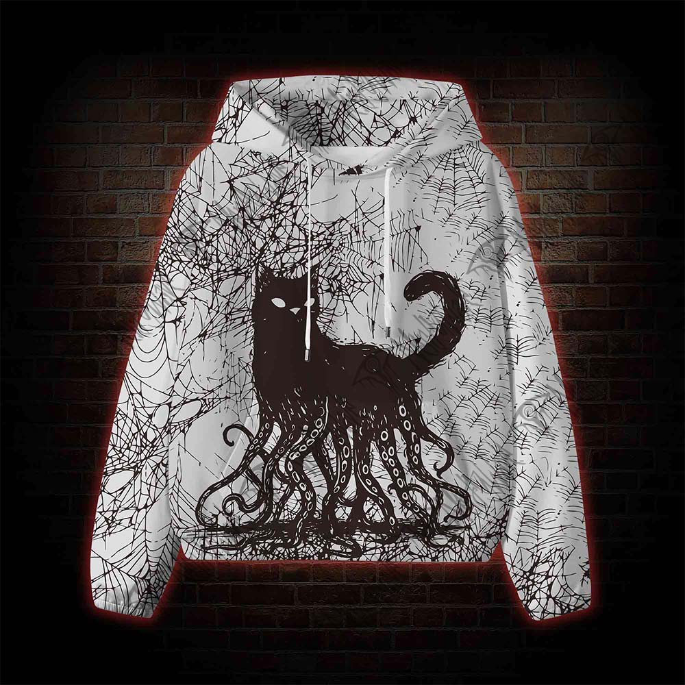 Octopus And Black Cat All Over Print Scuba Hoodie