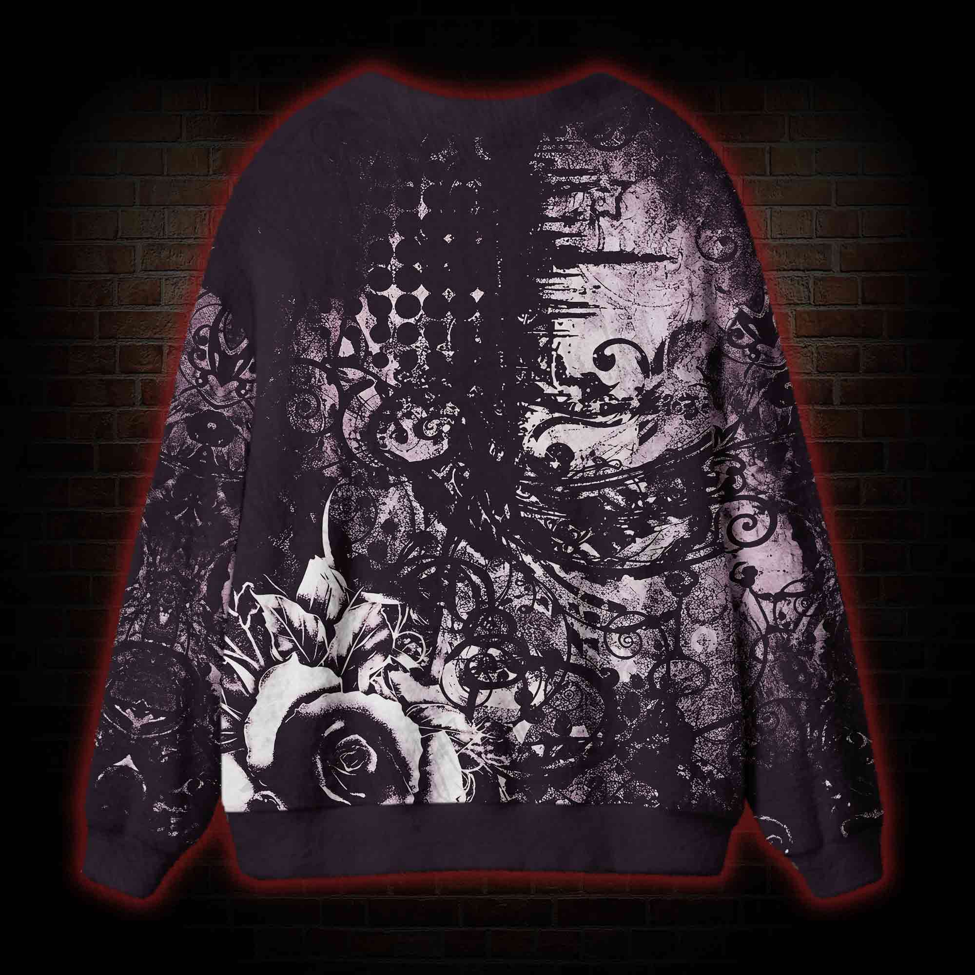 Violet Gothic Rose Cardigan Sweater