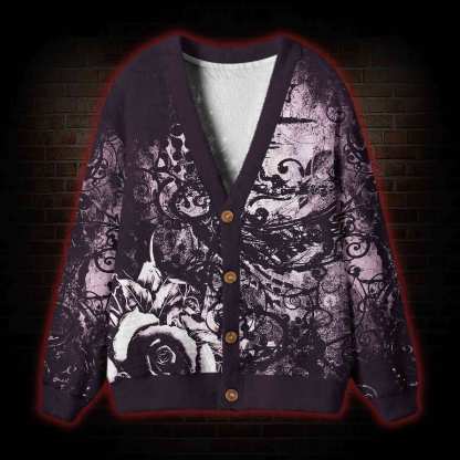 Violet Gothic Rose Cardigan Sweater