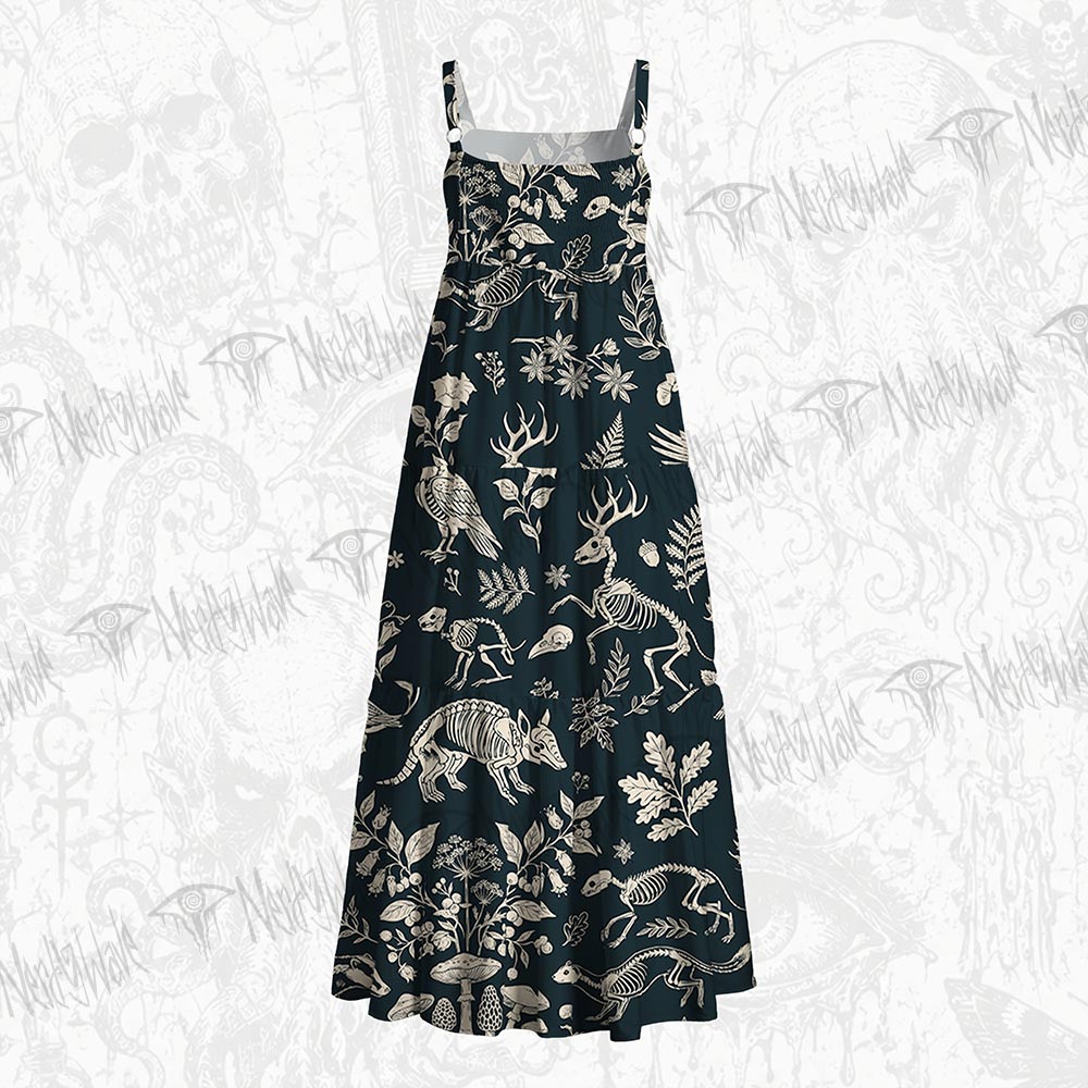 Forest Skeleton Botanical Wide Straps Maxi Dress