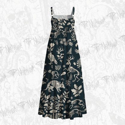 Forest Skeleton Botanical Wide Straps Maxi Dress