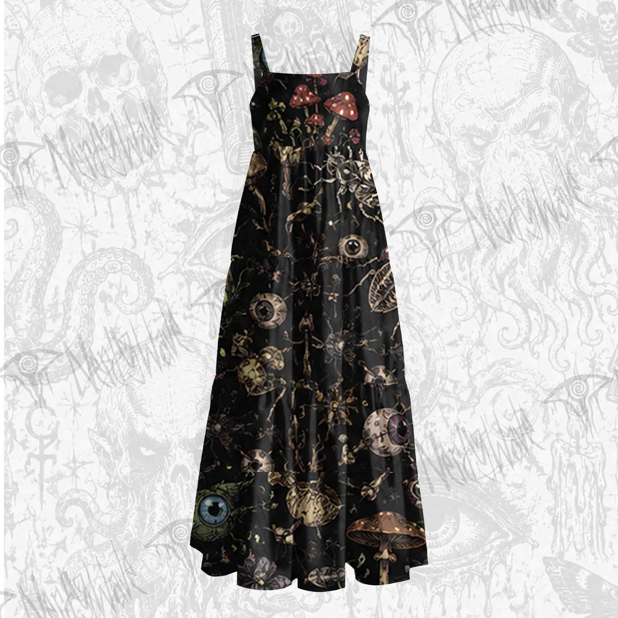 Gothic Undergrowth Wide Straps Maxi Dress