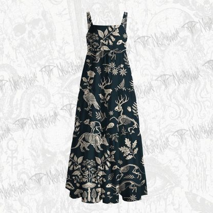 Forest Skeleton Botanical Wide Straps Maxi Dress