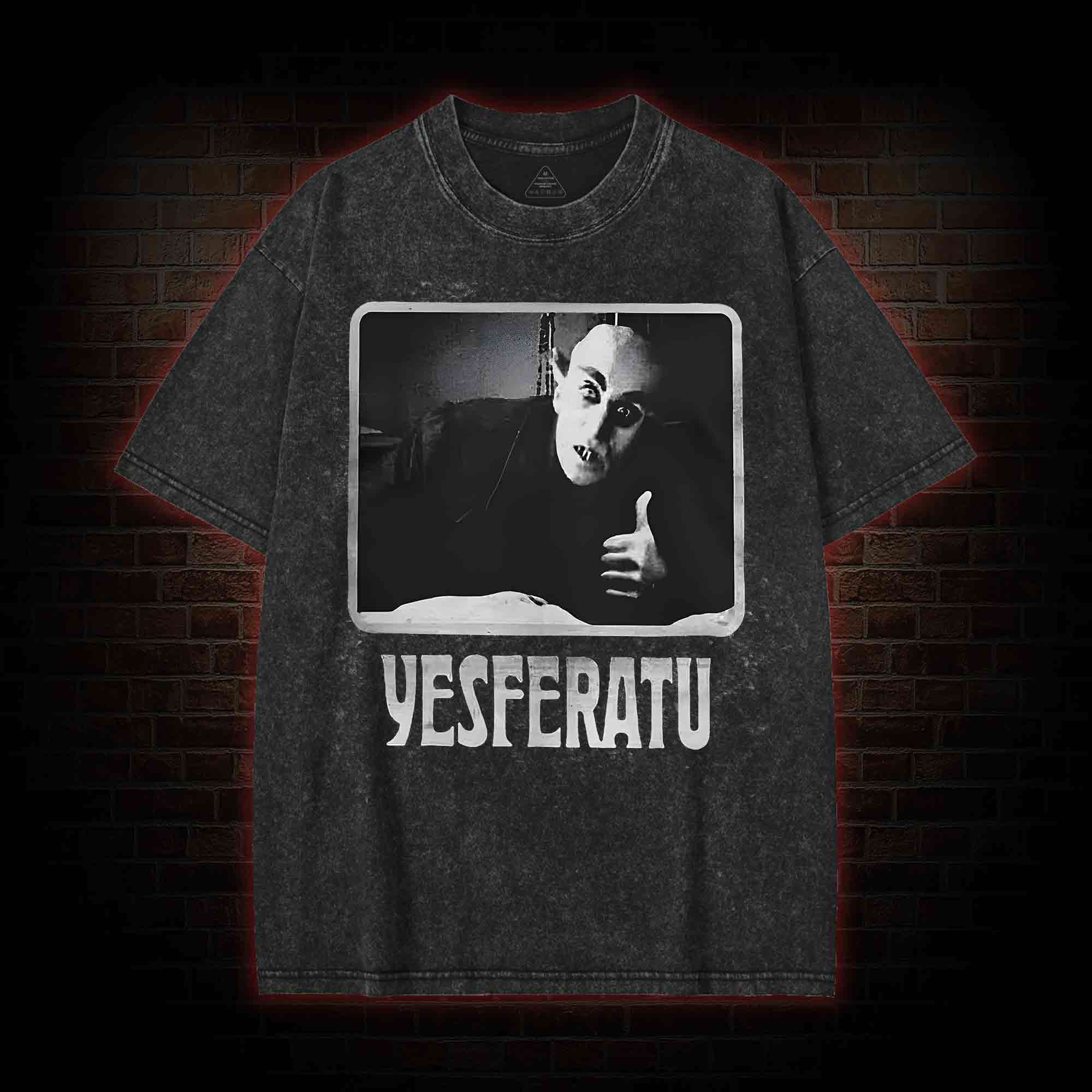 Yesferatu Funny Horror Retro Washed T-shirt