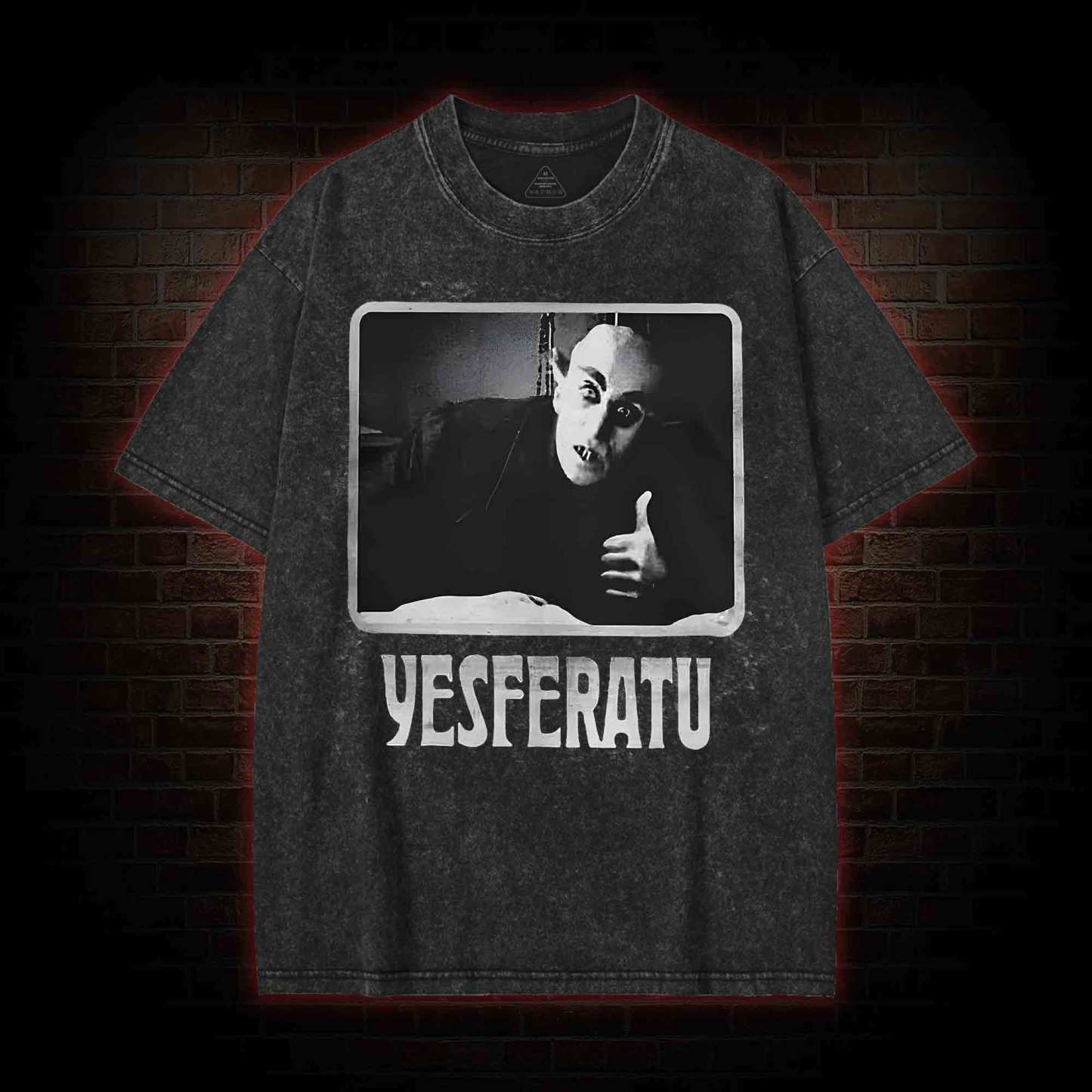 Yesferatu Funny Horror Retro Washed T-shirt