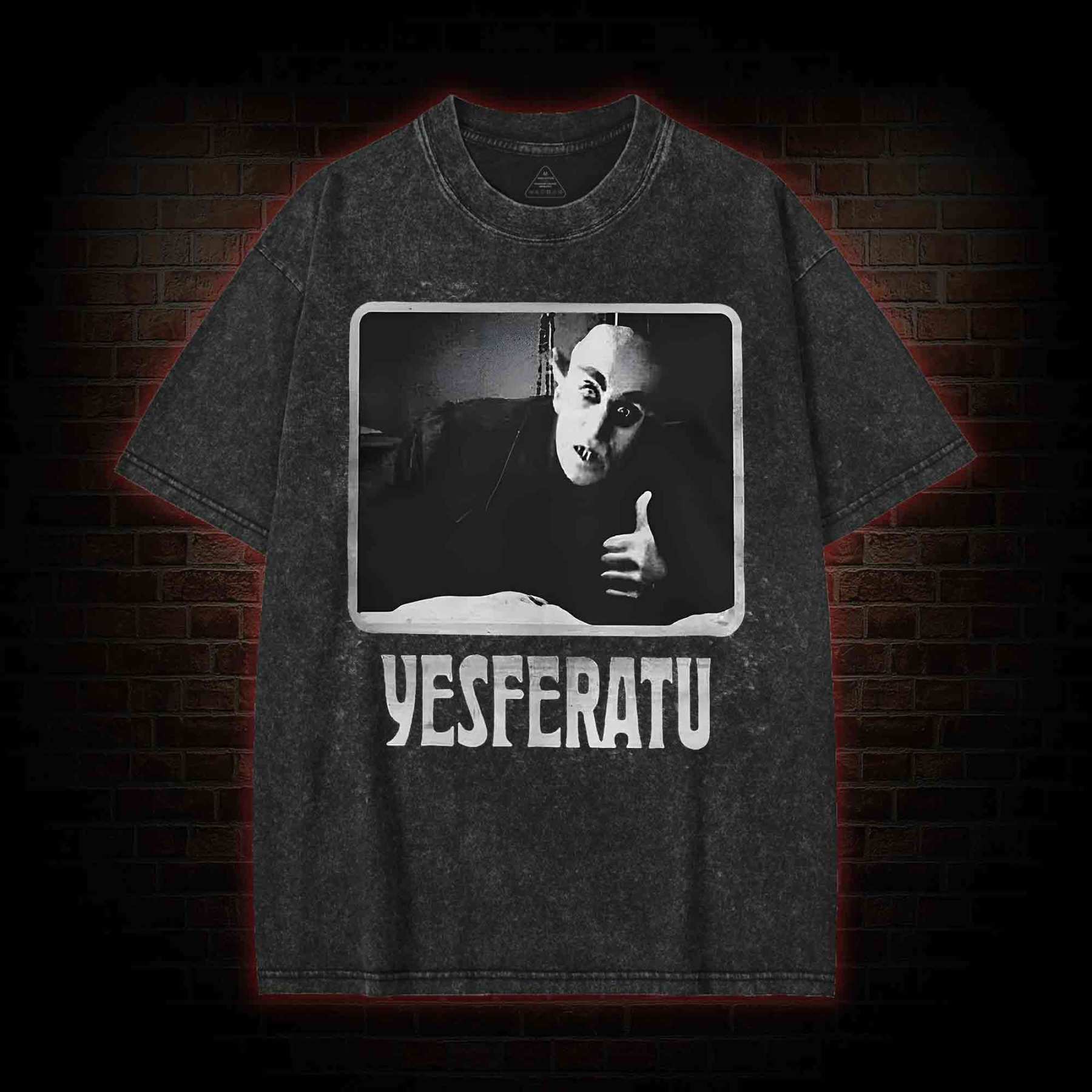 Yesferatu Funny Horror Retro Washed T-shirt