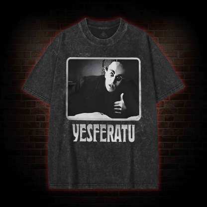Yesferatu Funny Horror Retro Washed T-shirt