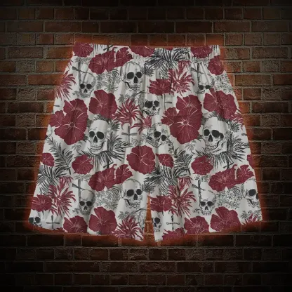 Poppy and Skull Mens Swim Trunks