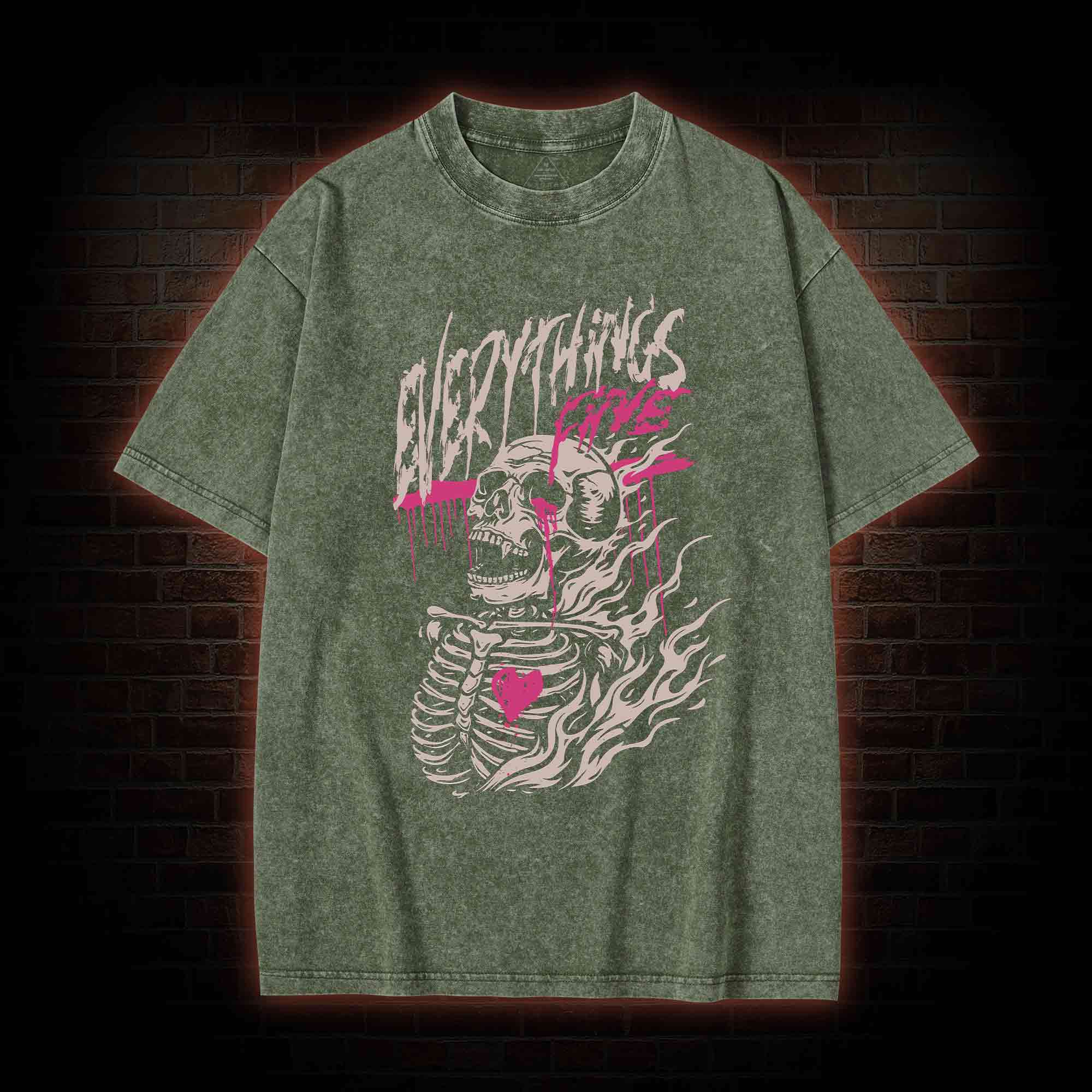 Everything's Fine Skeleton Washed T-shirt