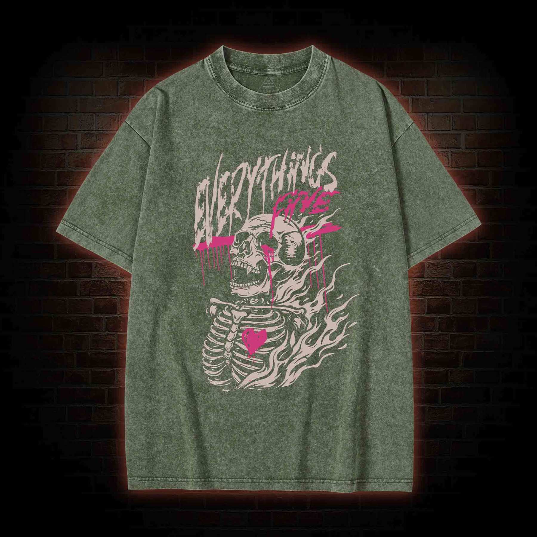 Everything's Fine Skeleton Washed T-shirt