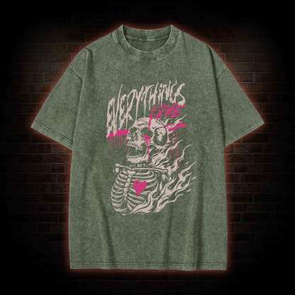 Everything's Fine Skeleton Washed T-shirt