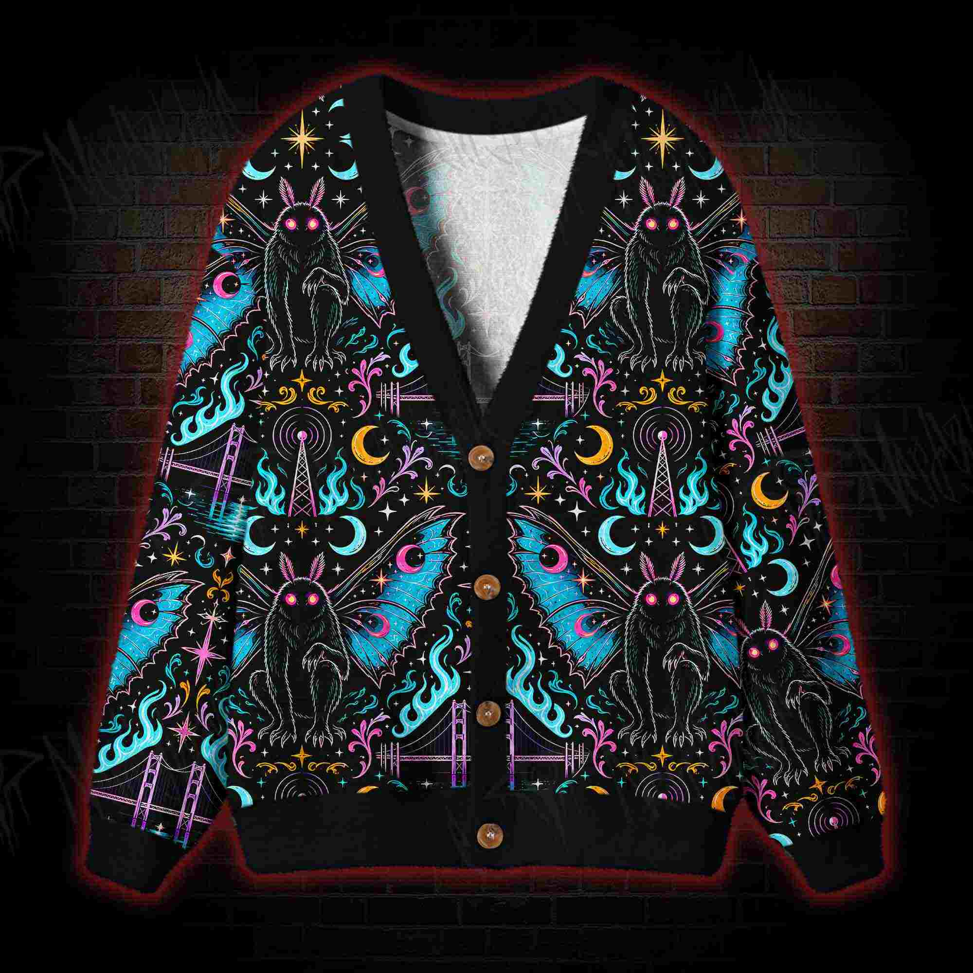 Neon Moth Signal Cardigan Sweater