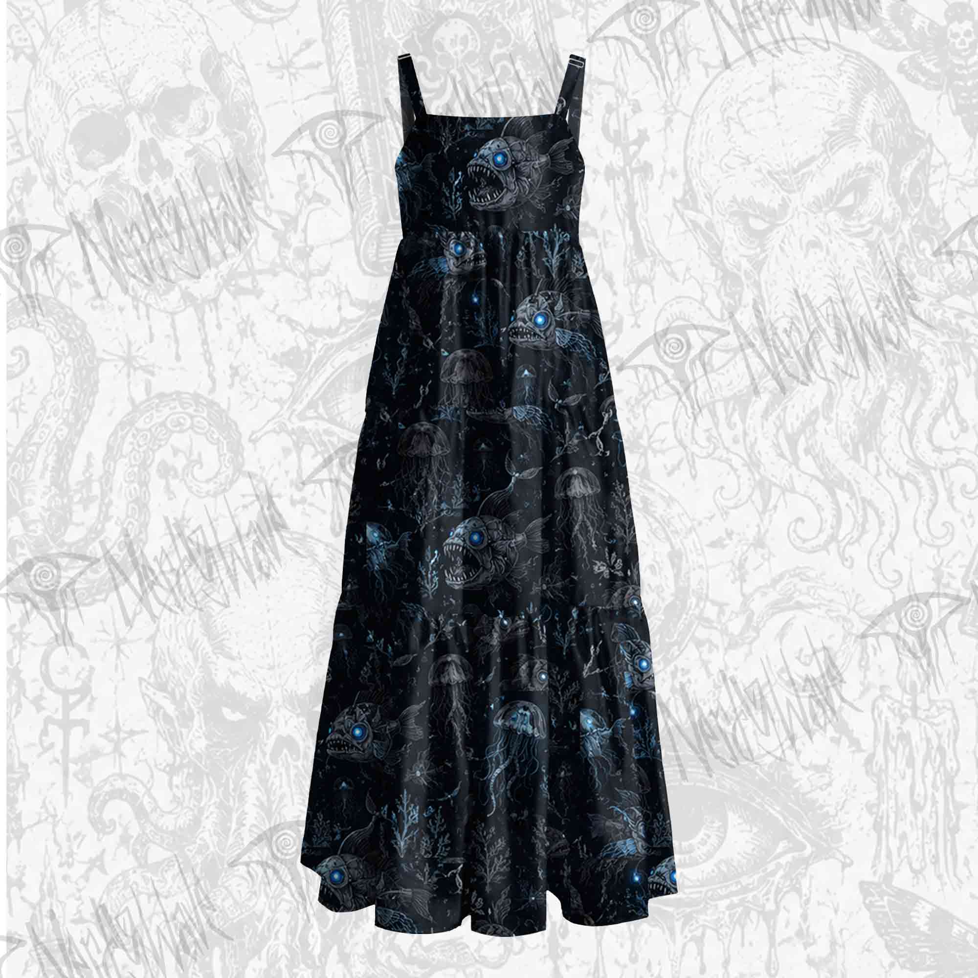 Abyssal Glow Wide Straps Maxi Dress