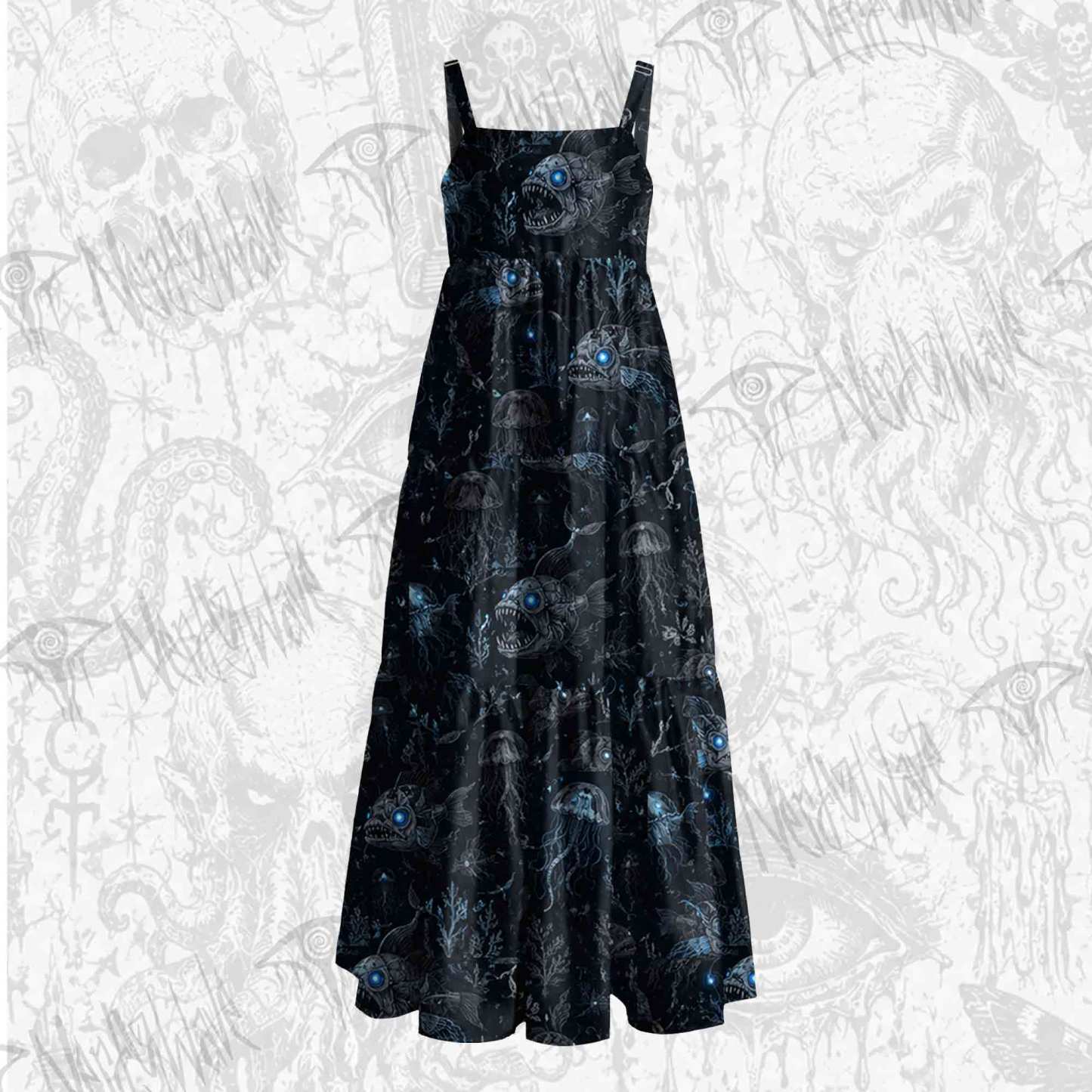 Abyssal Glow Wide Straps Maxi Dress