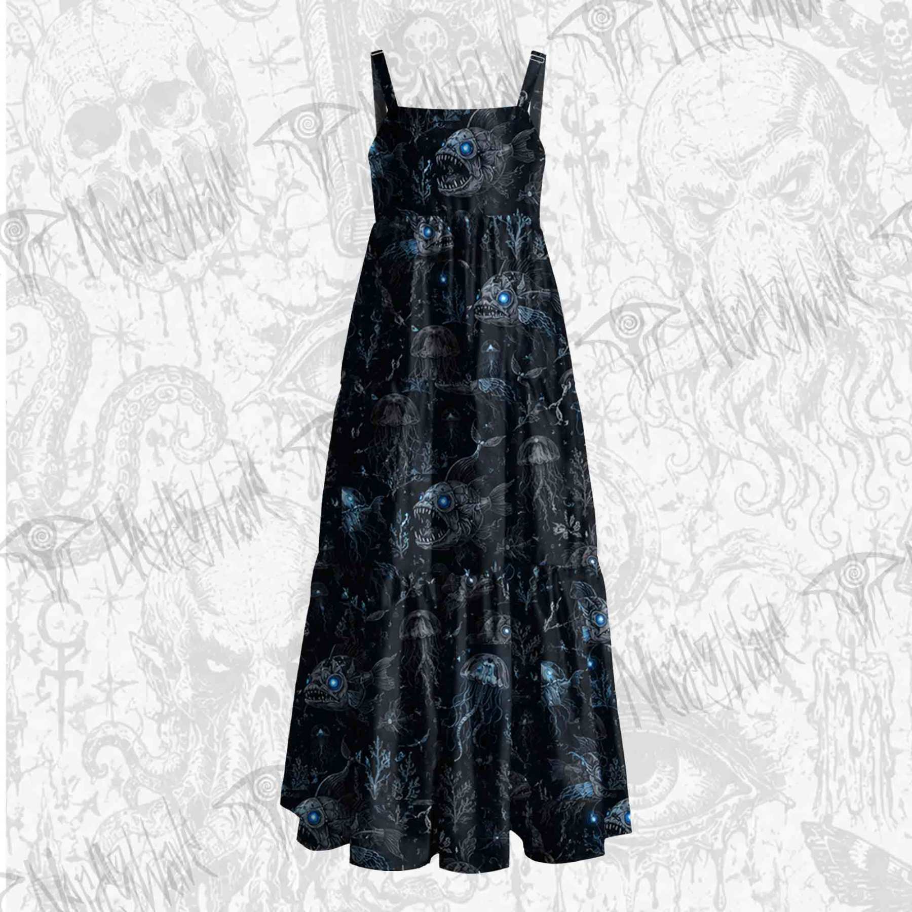 Abyssal Glow Wide Straps Maxi Dress
