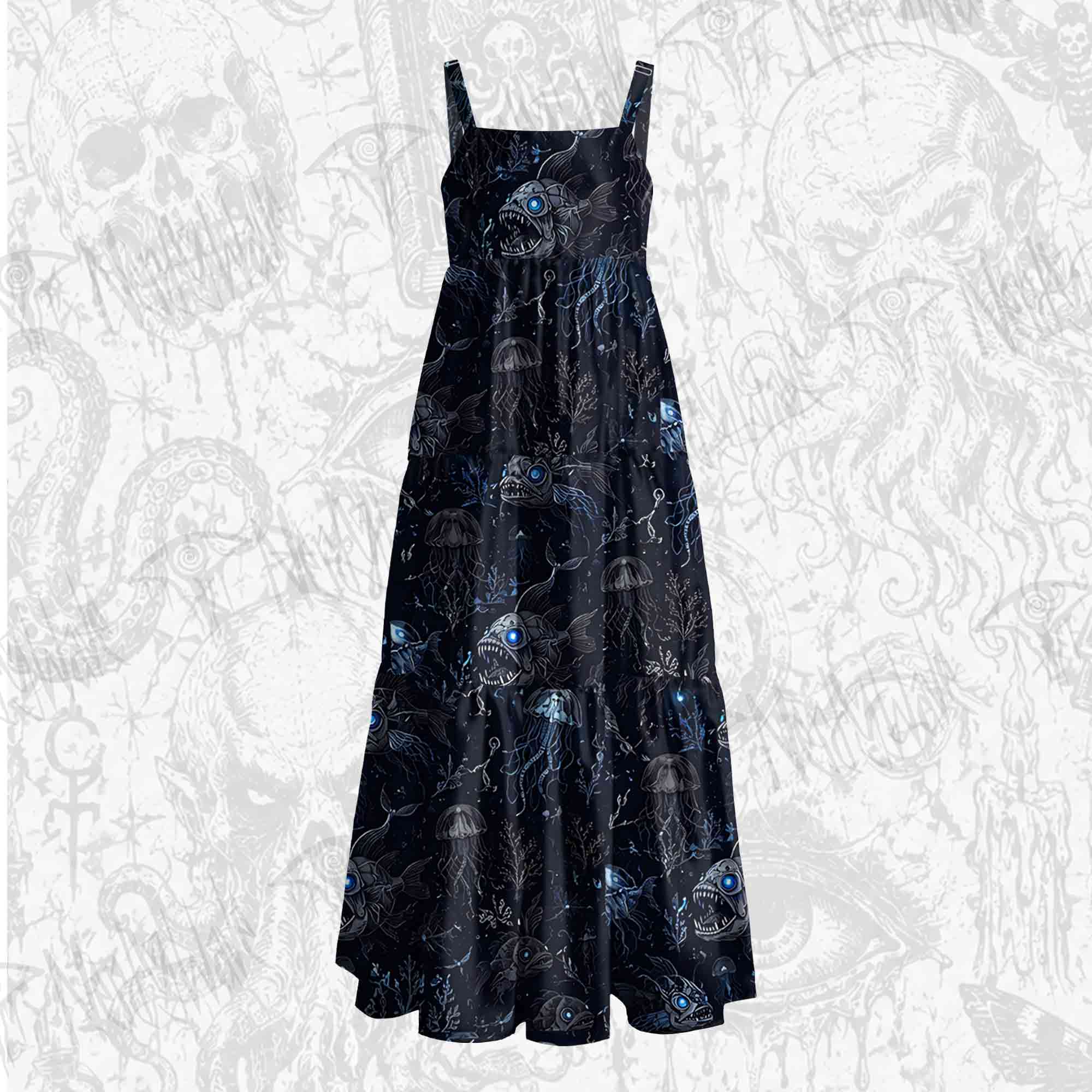 Abyssal Glow Wide Straps Maxi Dress